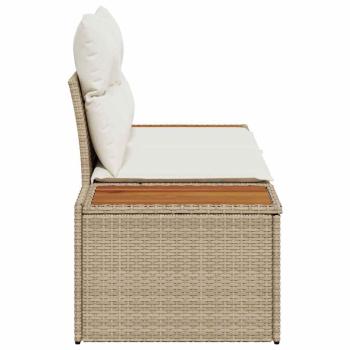 Gartensofa 2-Sitzer mit Stauraum und Kissen Beige Poly Rattan
