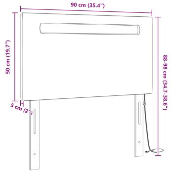 LED Kopfteil Schwarz 90 cm Kunstleder
