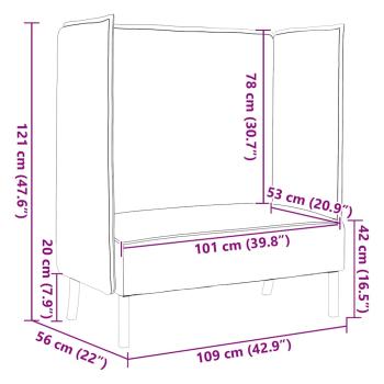 Hochlehner Sofa Schwarz 109x56x121 cm Stoff