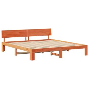 Bettgestell mit Kopfteil Gewachstes Braun 200x200 cm Massivholz Kiefer
