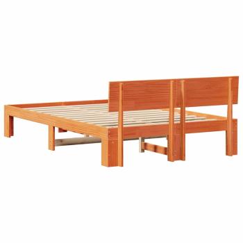 Bettgestell mit Kopfteil Wachsbraun 135x190 cm Massivholz Kiefer