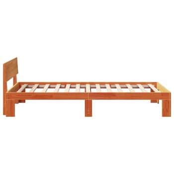 Bettgestell mit Kopfteil Wachsbraun 75x190 cm Massivholz Kiefer