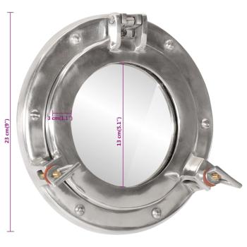 Bullaugen-Spiegel Wandmontage Ø23 cm Aluminium und Glas