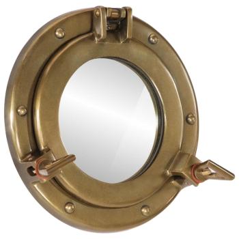 ARDEBO.de - Bullaugen-Spiegel Wandmontage Ø23 cm Aluminium und Glas