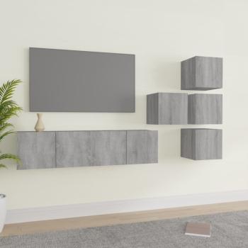 ARDEBO.de - 6-tlg. TV-Schrank-Set Grau Sonoma Holzwerkstoff