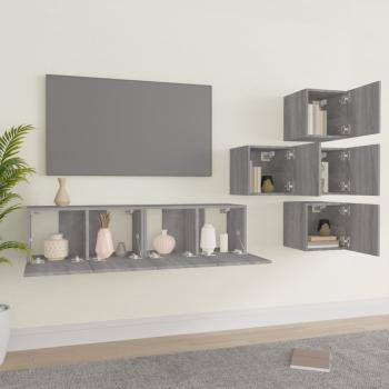 6-tlg. TV-Schrank-Set Grau Sonoma Holzwerkstoff