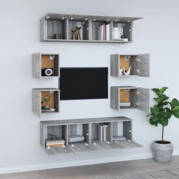 8-tlg. TV-Schrank-Set Grau Sonoma Holzwerkstoff