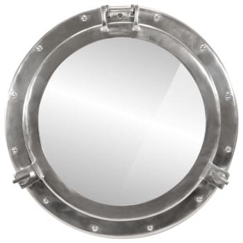 Bullaugen-Spiegel Wandmontage Ø50 cm Aluminium und Glas