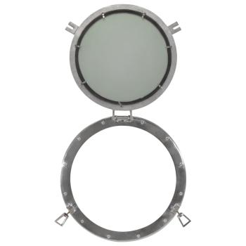 Bullaugen-Spiegel Wandmontage Ø50 cm Aluminium und Glas