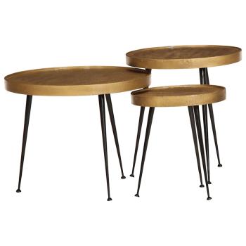 ARDEBO.de - Couchtisch 3 Stk. Golden Holzwerkstoff