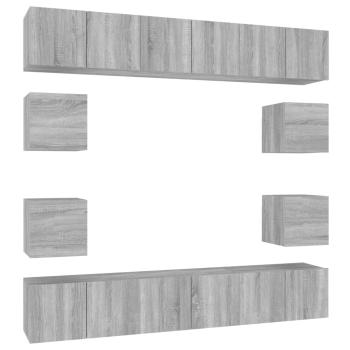 10-tlg. TV-Schrank-Set Grau Sonoma Holzwerkstoff