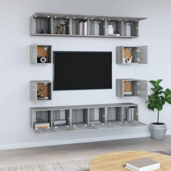 10-tlg. TV-Schrank-Set Grau Sonoma Holzwerkstoff