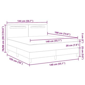 Boxspringbett mit Matratze Weiß 140x190 cm Kunstleder