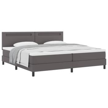 Boxspringbett mit Matratze Grau 200x200 cm Kunstleder