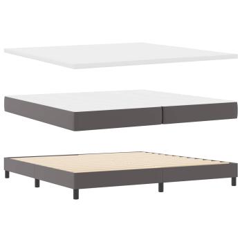 Boxspringbett mit Matratze Grau 200x200 cm Kunstleder