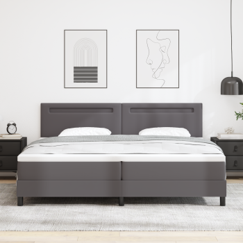 Boxspringbett mit Matratze Grau 200x200 cm Kunstleder