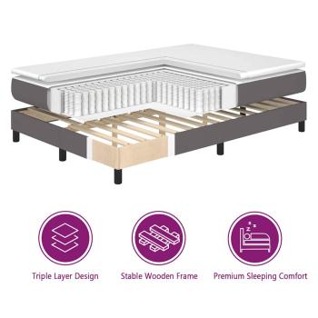 Boxspringbett mit Matratze Grau 200x200 cm Kunstleder