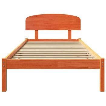 Bettgestell mit Kopfteil Wachsbrown 90x200 cm Massivholz Kiefer