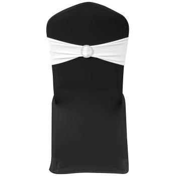 ARDEBO.de - 25 x Stuhlschleifen Stretch Schleifenbänder + Diamant Schnalle weiß