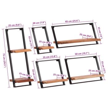 Wandregale 5 Stk. Massivholz Akazie