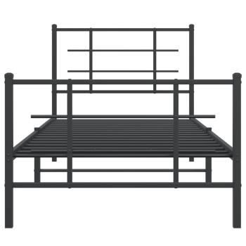 Bettgestell mit Kopf- und Fußteil Metall Schwarz 90x200 cm