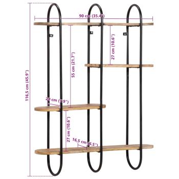 Wandregal 90x20x116,5 cm Raues Massivholz Mango