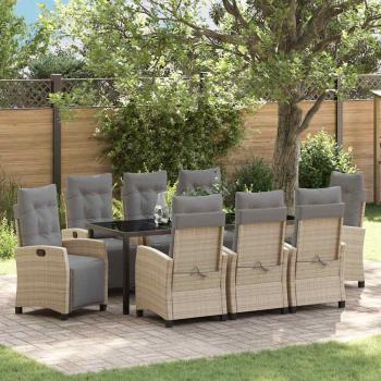 ARDEBO.de - Garten Essgruppe 9 stk. Beige Poly-Rattan