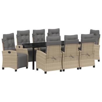 Garten Essgruppe 9 stk. Beige Poly-Rattan