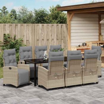 Garten Essgruppe 9 stk. Beige Poly-Rattan