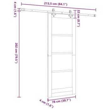 Schiebetür mit Montageset Weiß 78x202 cm Massivholz Kiefer