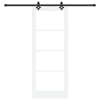 Schiebetür mit Hardware-Set Weiß 83x211 cm Massivholz Kiefer