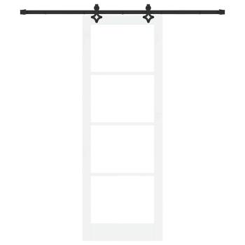 Schiebetür mit Hardware-Set Weiß 83x232 cm Massivholz Kiefer