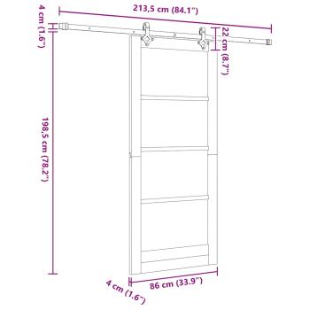 Schiebetür mit Beschlagset 86x198.5 cm Massivholzkiefer