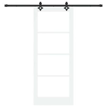 Schiebetür mit Hardware-Set Weiß 86x211 cm aus massivem Kiefernholz
