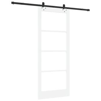 Schiebetür mit Hardware-Set Weiß 86x211 cm aus massivem Kiefernholz