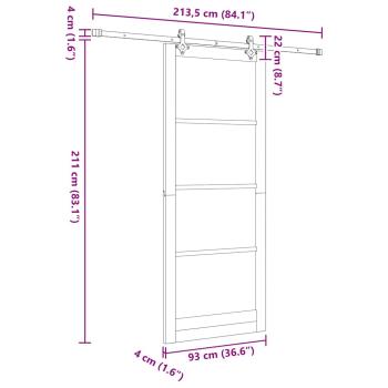 Schiebetür mit Hardware Set Weiß 93x232 cm Massivholz Kiefer