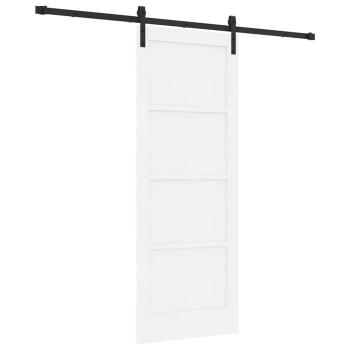 Schiebetür mit Montageset Weiß 78x202 cm aus massivem Holz