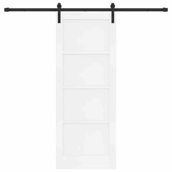 Schiebetür mit Montageset Weiß 78x202 cm aus massivem Holz