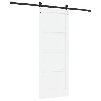 Schiebetür mit Montageset Weiß 78x202 cm aus massivem Holz