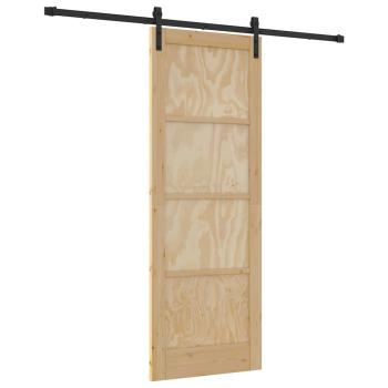 Schiebetür mit Zubehörset 78x211 cm aus Massivholz Kiefer