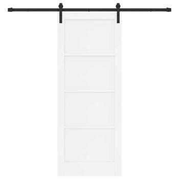 Schiebetür mit Hardware-Set Weiß 83x211 cm Massivholz Kiefer