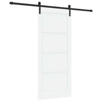 Schiebetür mit Beschlägen Set Weiß 86x198.5 cm Solides Kiefernholz