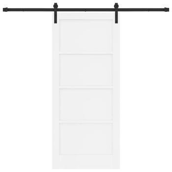 Schiebetür mit Beschlägen Set Weiß 86x198.5 cm Solides Kiefernholz