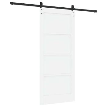 Schiebetür mit Beschlägen Set Weiß 86x198.5 cm Solides Kiefernholz