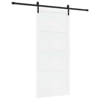 Schiebetür mit Beschläge Set Weiß 93x211 cm Massivholz Kiefer