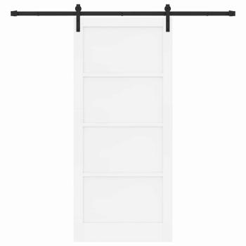 Schiebetür mit Beschläge Set Weiß 93x211 cm Massivholz Kiefer