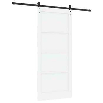 Schiebetür mit Beschläge Set Weiß 93x211 cm Massivholz Kiefer
