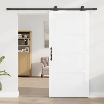 Schiebetür mit Hardware-Set 'ORKDAL'Weiß Massivholz Kiefer