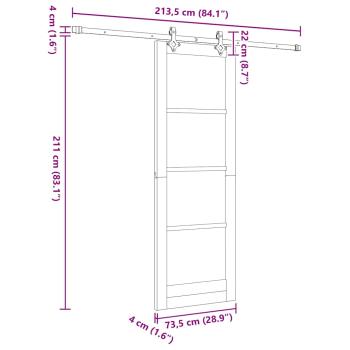 Schiebetür mit Hardware-Set "ORKDAL" aus massivem Kiefernholz