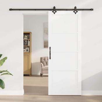 Schiebetür mit Hardware-Set 'ORKDAL'Weiß Massivholz Kiefer